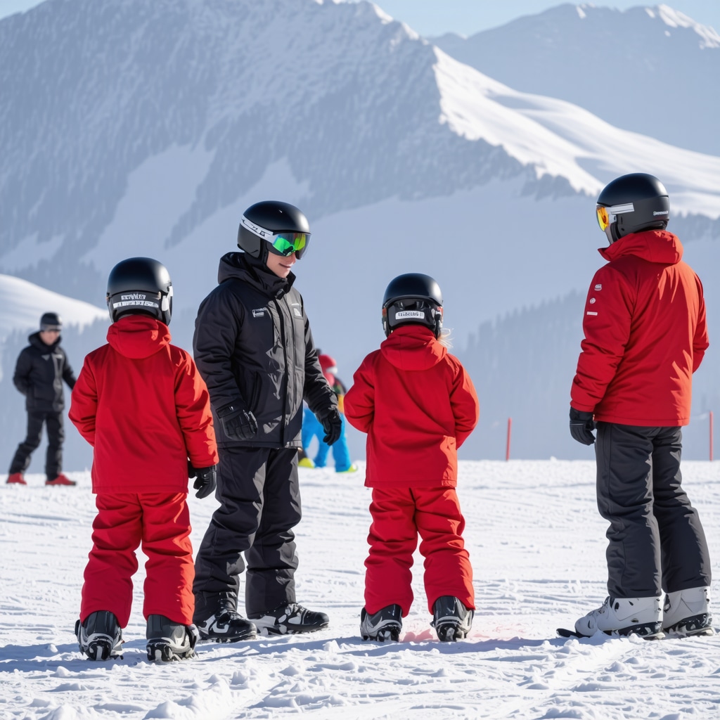 Families and children engaging in winter sports using smart helmets and GPS trackers in Borovets mountain resort