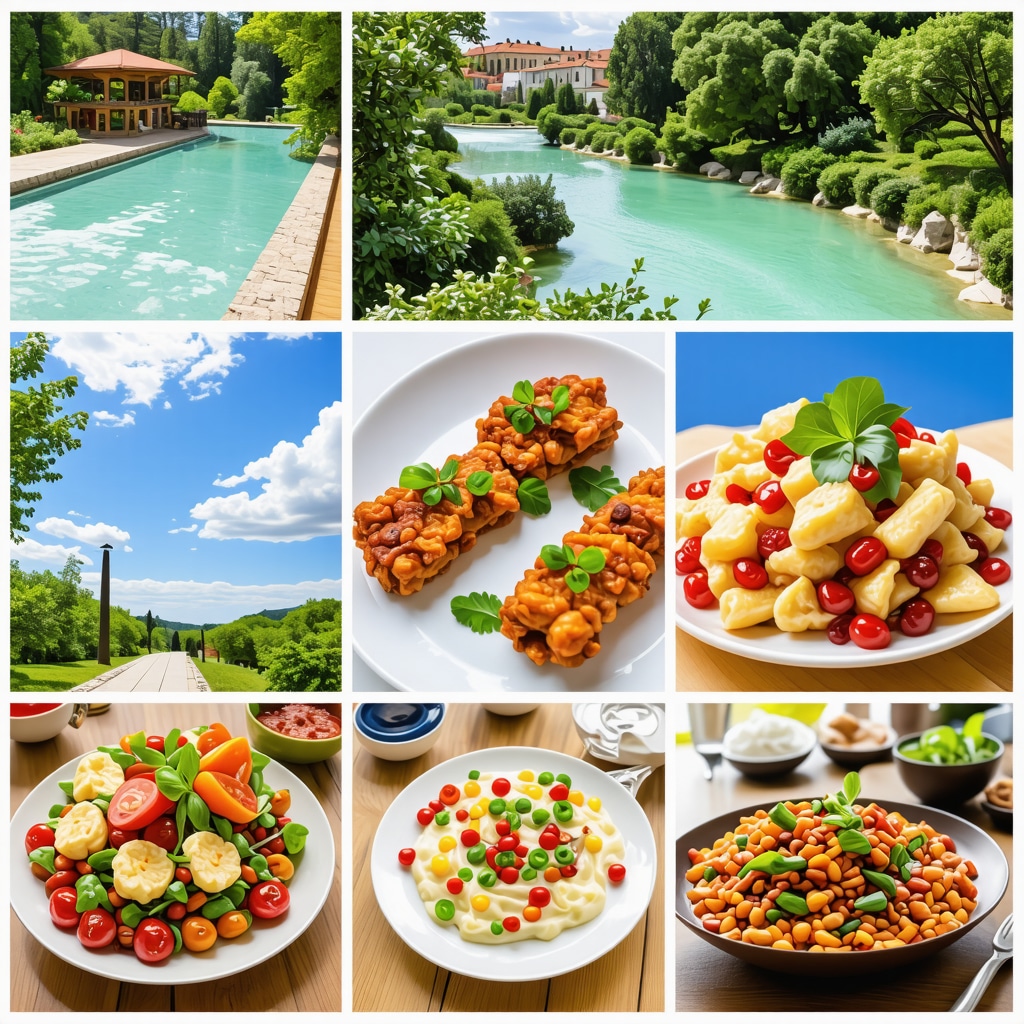 Collage of Niš's hidden cultural landmarks, natural thermal springs, and modern Balkan gastronomy