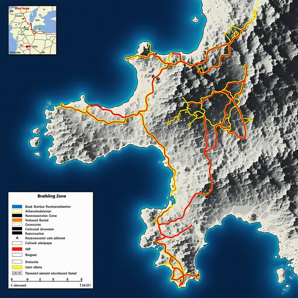 Digital map showcasing climbing sectors and cultural augmented reality points on Brač island for sustainable tourism