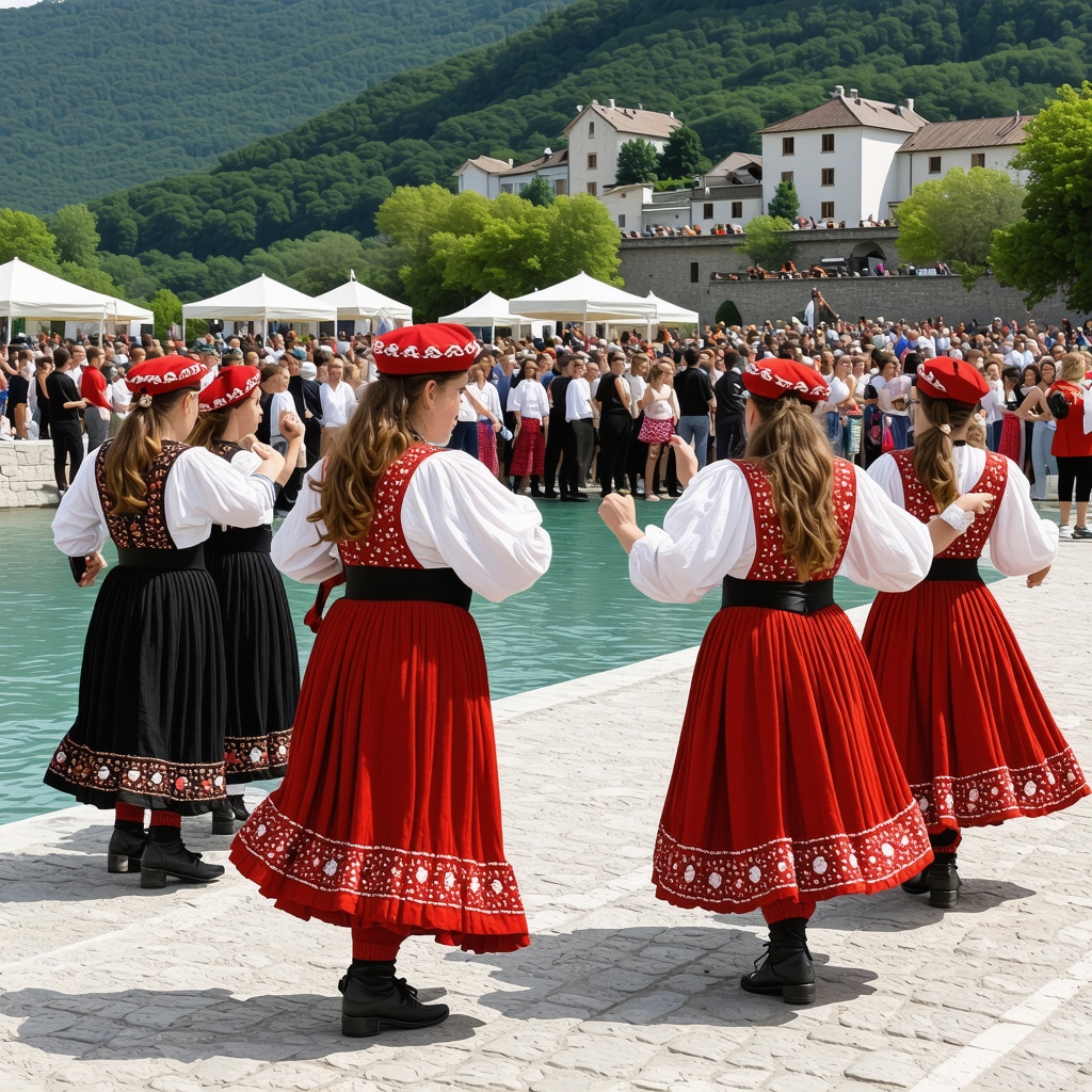 Festival ob reki Neretvi v Čapljini z glasbeniki in plesalci ob reki