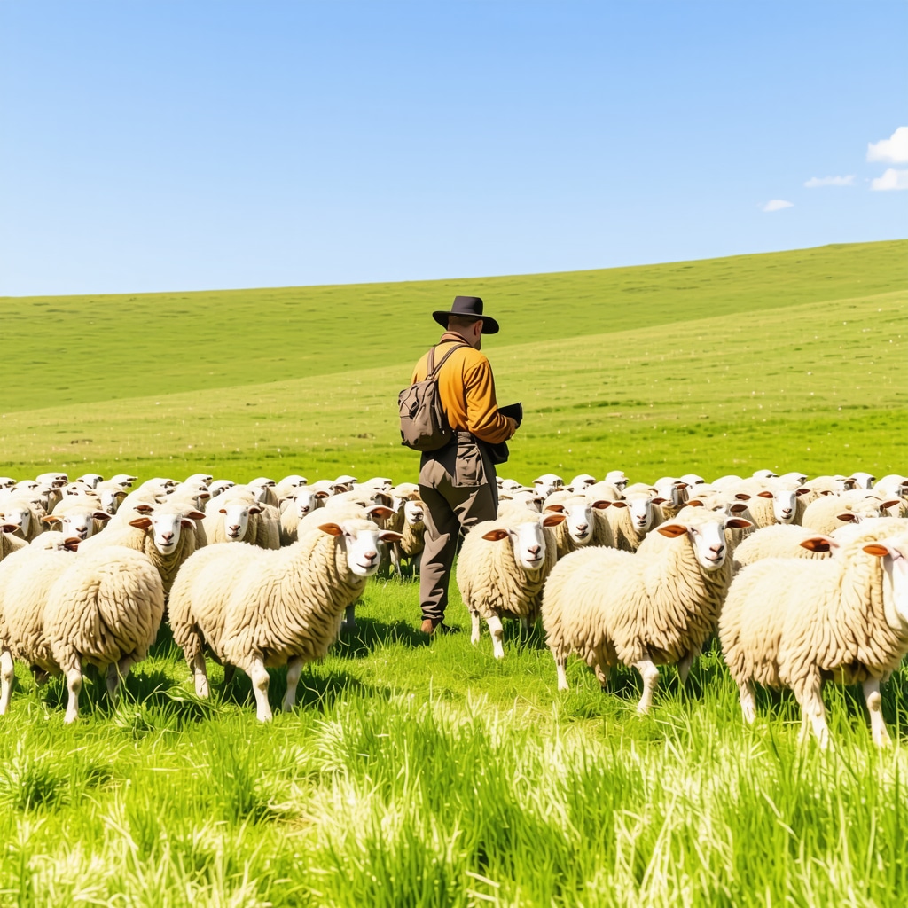 Shepherd in Beratsko using GPS device to manage rotational grazing of sheep on green pastures