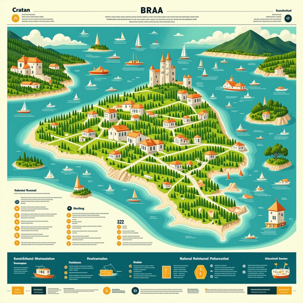 Infographic illustrating smart tourism technology applications for sustainable tourism on Brač island