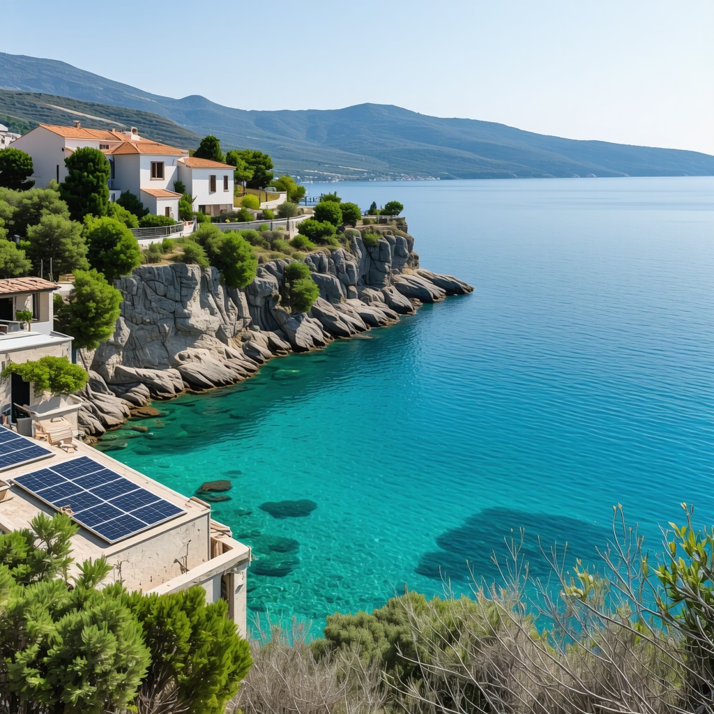 Panoramic view of Himara coastline featuring eco-friendly tourism activities and vibrant marine ecosystem