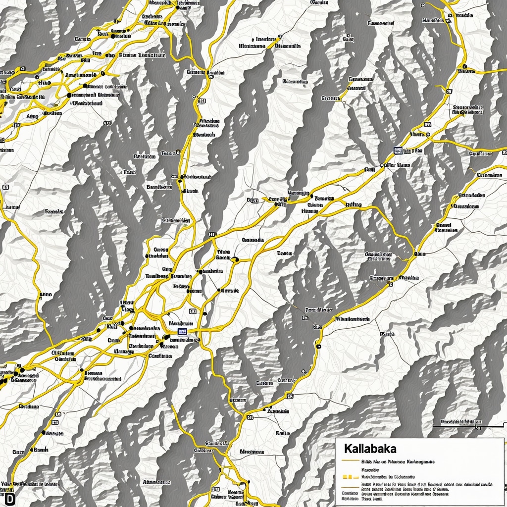 Topographic map illustrating trails and monasteries near Meteora rock formations in Kalambaka, Greece