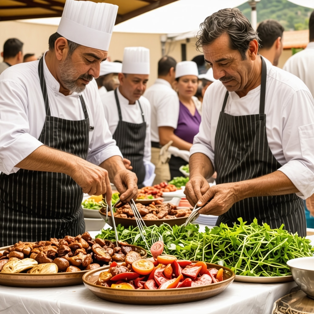 Festival in Korçë displaying traditional Balkan dishes, local farmers, and interactive workshops