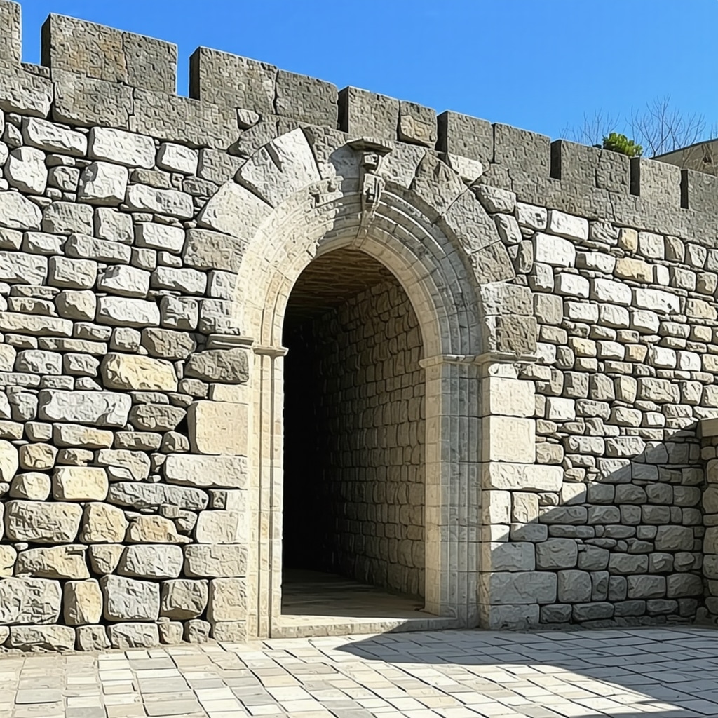 3D laser scanning technology capturing detailed structure of stone fortress wall in Veliko Tarnovo for heritage restoration
