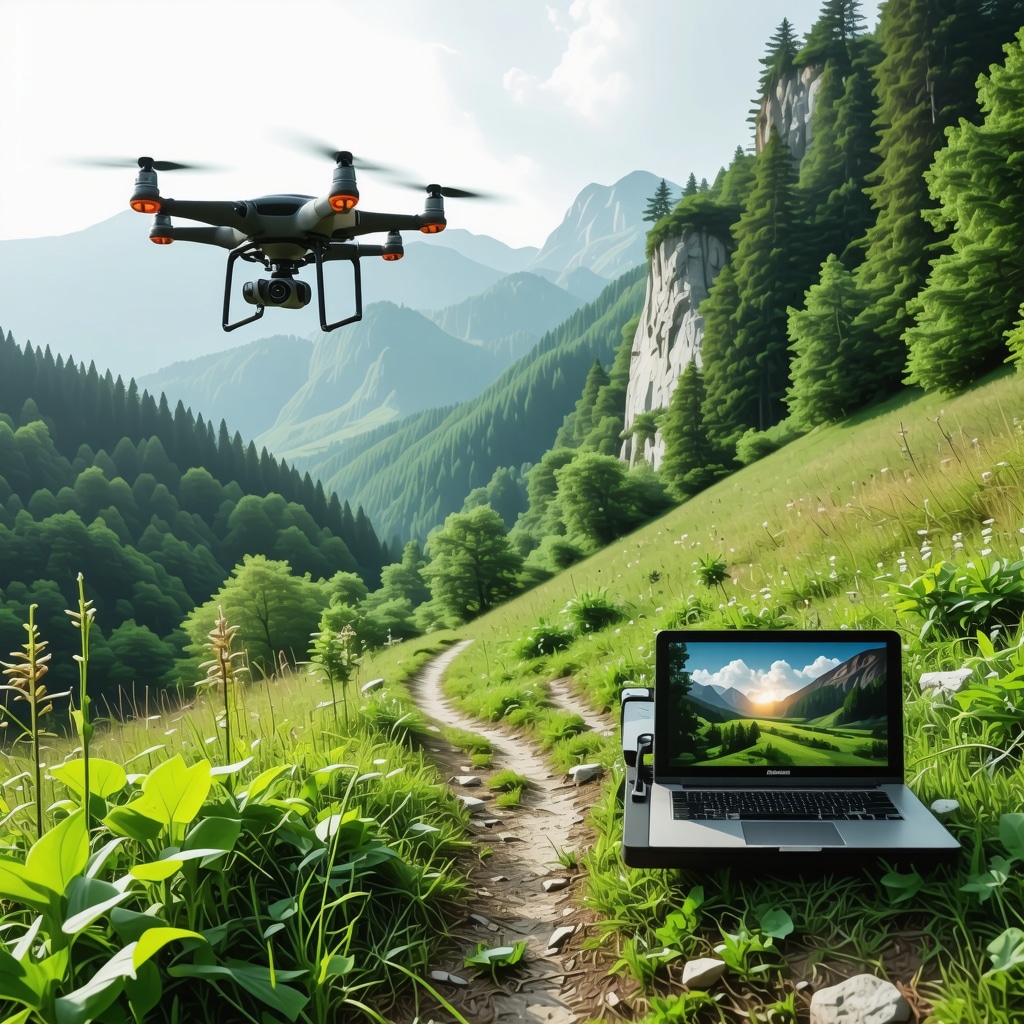 Drones and IoT sensors monitoring forested hiking trail near Kranj for sustainable tourism