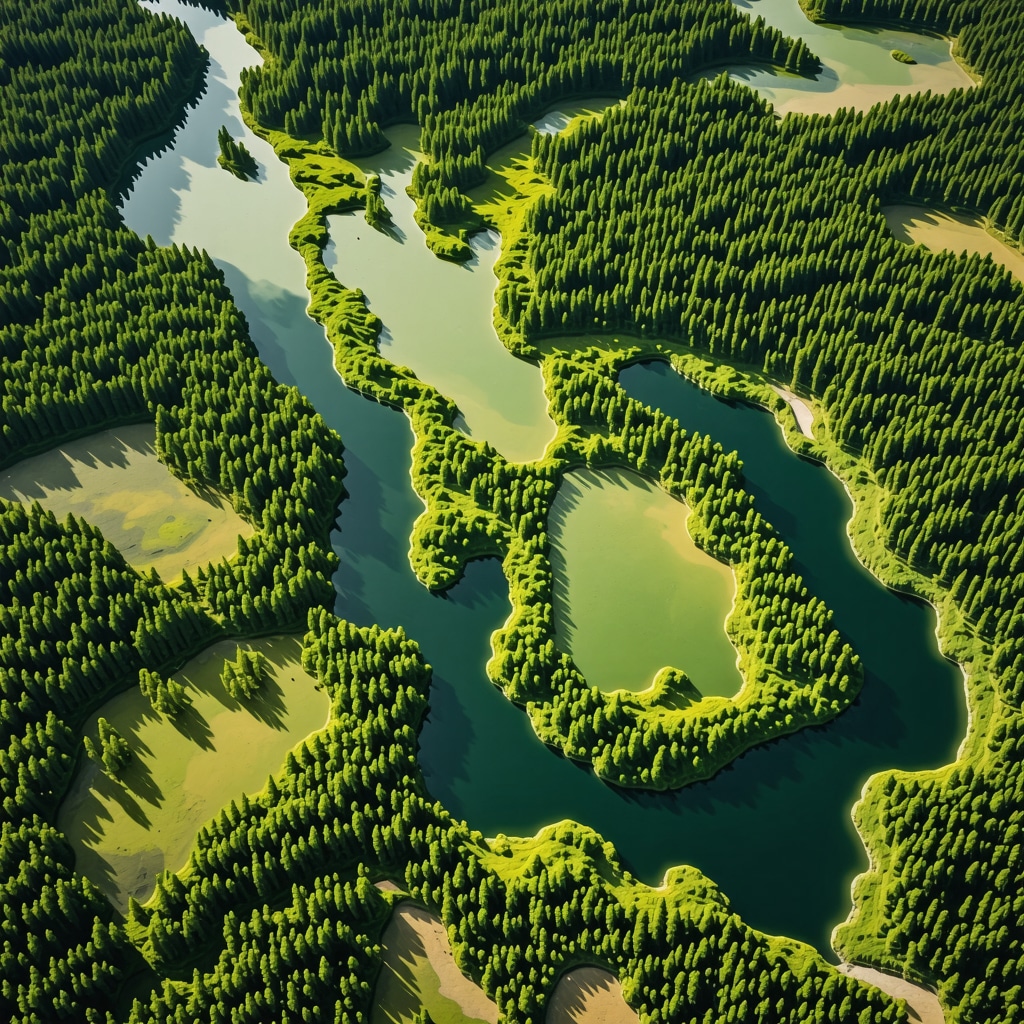 Aerial view of Divjakë natural reserve with digital GIS and drone monitoring overlays