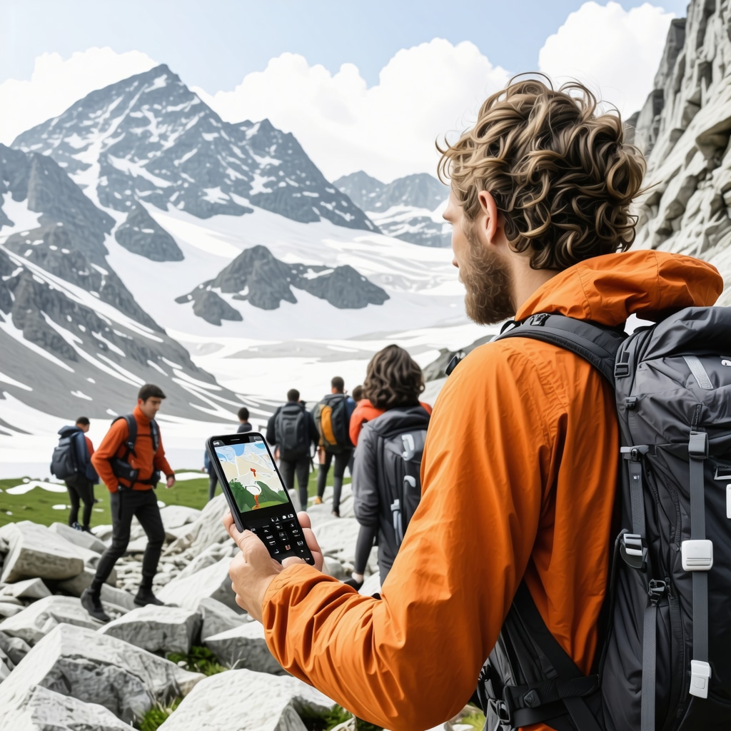 Hikers using GPS devices and digital maps while practicing sustainable hiking in Durmitor National Park, Montenegro