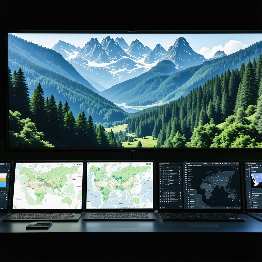 Control room with digital maps and biometric data displays for sustainable tourism in Foča