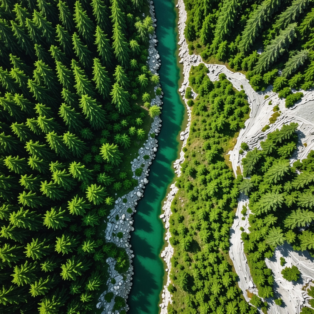 Drone aerial image of Rugova Gorge showing diverse ecosystems and geological structures