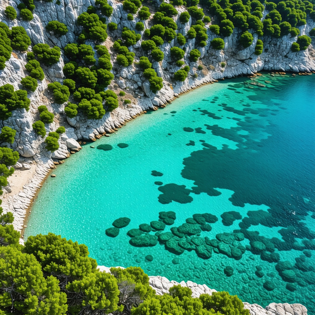 Aerial photo of Lastovo island featuring secluded beaches and natural hiking paths along Adriatic coastline