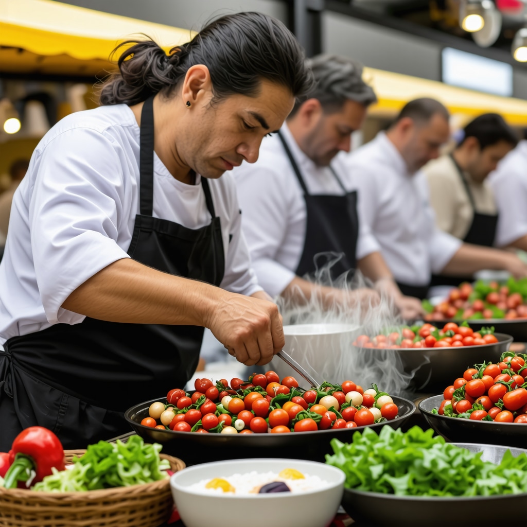 Local chefs at Cluj-Napoca market preparing traditional dishes using modern culinary techniques with fresh regional ingredients