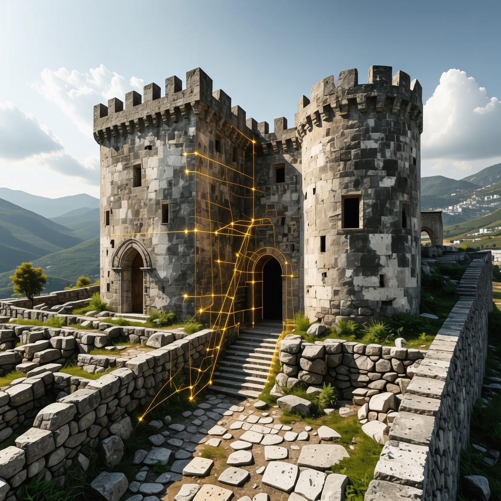 3D digital rendering and VR interface of Daorson Fortress archaeological site in Stolac