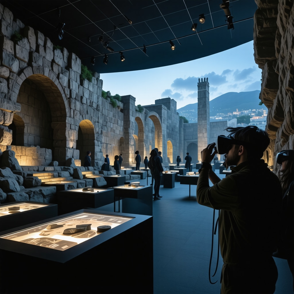 Visitors exploring ancient ruins of Stari Bar through virtual reality and holographic displays