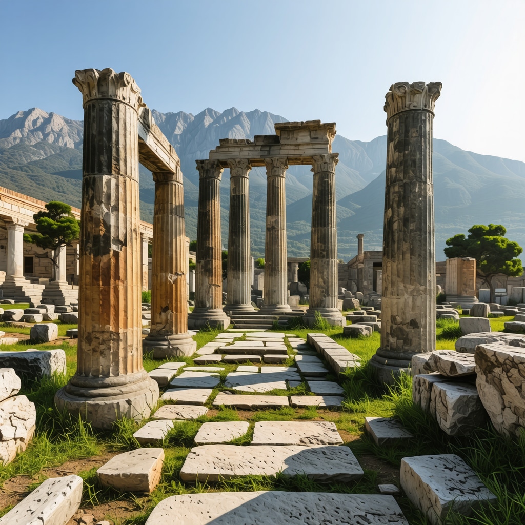 Virtual reality overlay on ancient ruins in Patras showcasing technological integration with cultural heritage