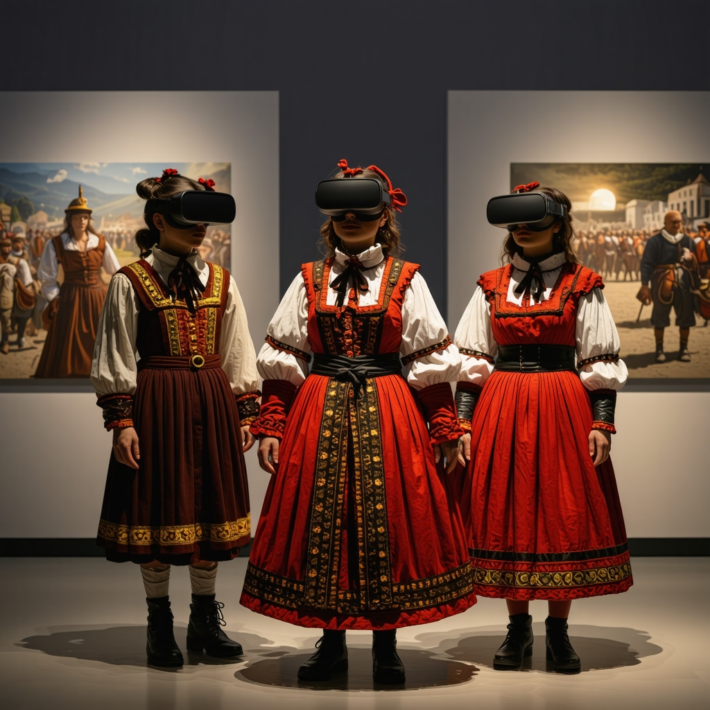 Interactive digital exhibition featuring traditional costumes and VR displays representing Sibiu's Romanian, German, and Hungarian cultures