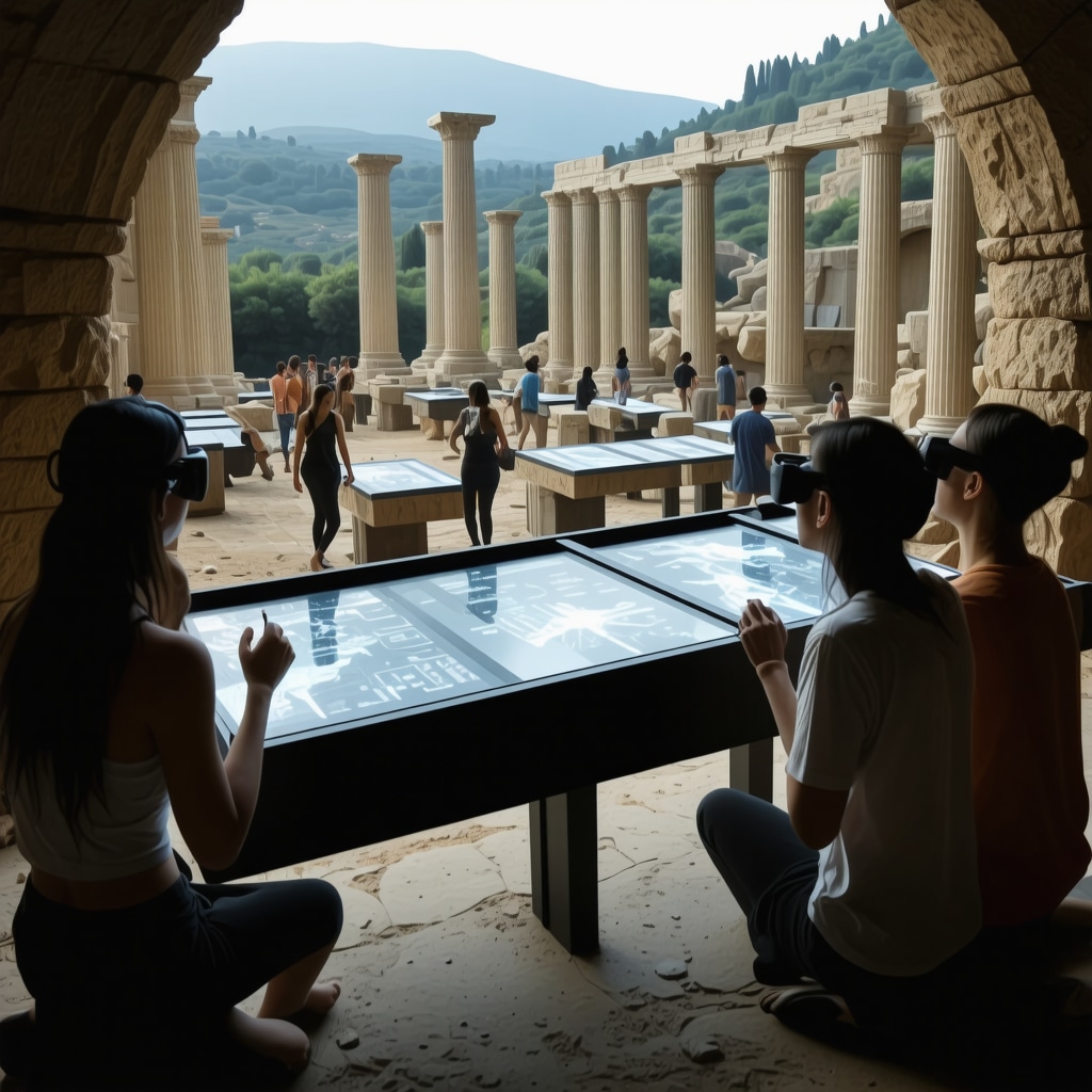 Researchers using augmented reality and holographic displays at the archaeological site of Stobi