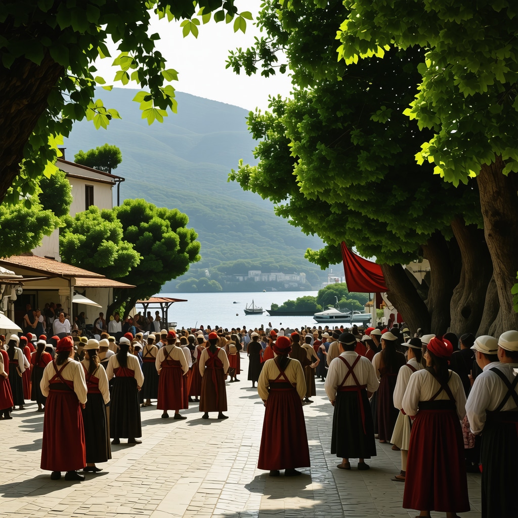 Herceg Novi landscape with cultural festival and natural surroundings