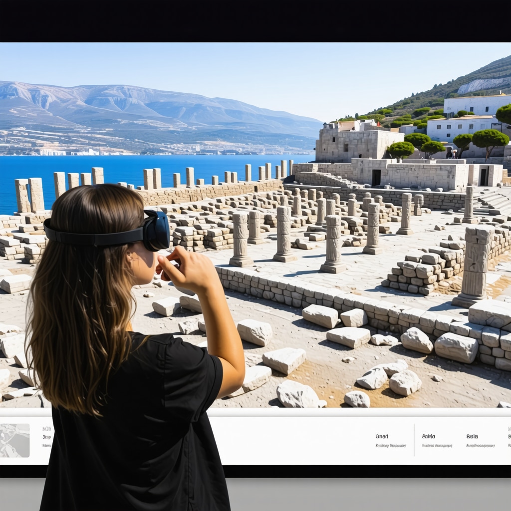 Visitors exploring Kavala's archaeological ruins using augmented reality technology