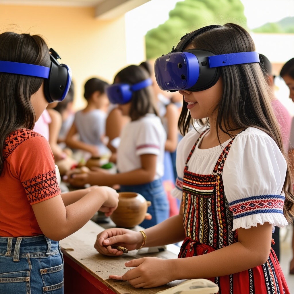 Young participants using VR and 3D models to explore Međugorje's ethnic heritage in a community center