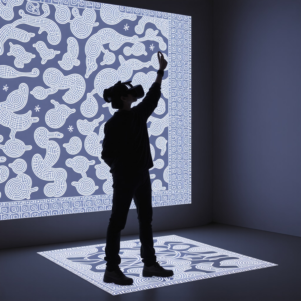 Digital art installation with VR elements showcasing Romanian cultural motifs at Sibiu Festival