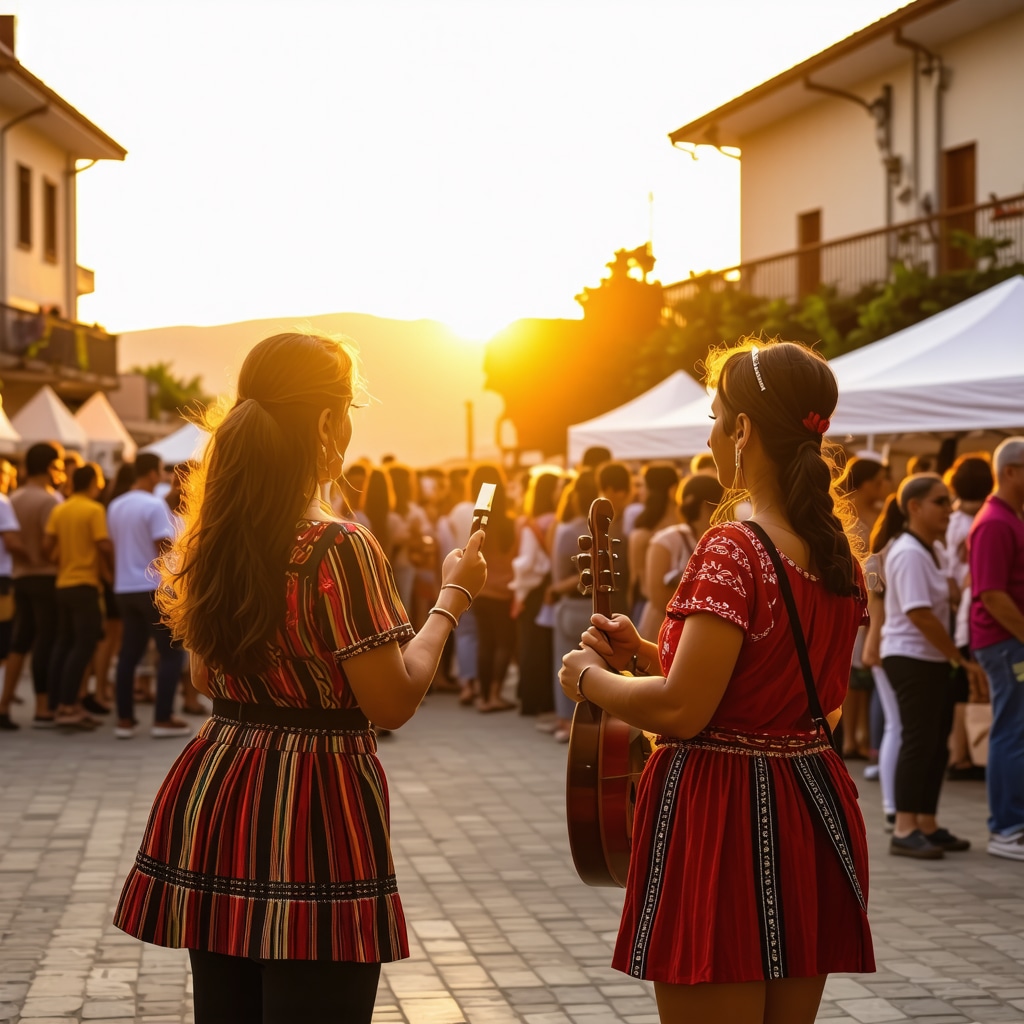 Crowd enjoying a multicultural festival in Gevgelija featuring digital installations and traditional music
