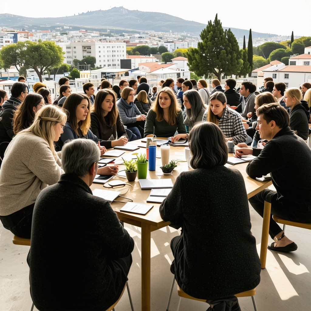 Community members collaborating on inclusive urban policies in Patras city