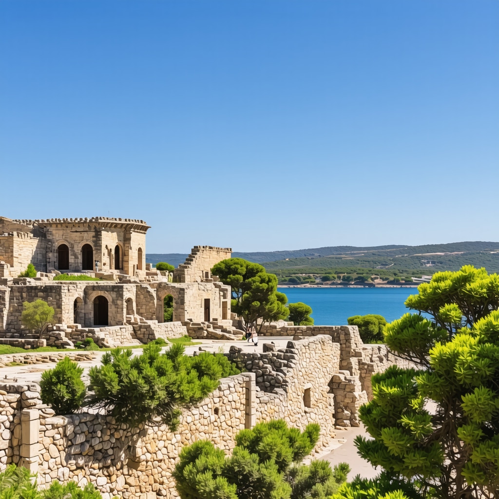 Panoramic coastal view of Bar with ancient ruins and sustainable tourism infrastructure