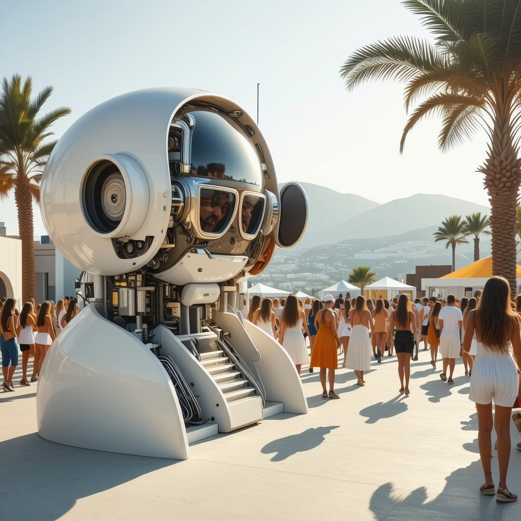 Festival scene with digital technology and sustainable practices at Patras 2024