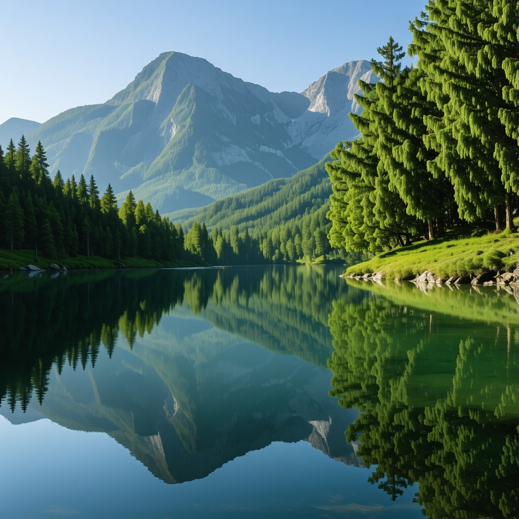 Panoramic view of Bohinj lake and alpine landscape with hikers using mobile technology