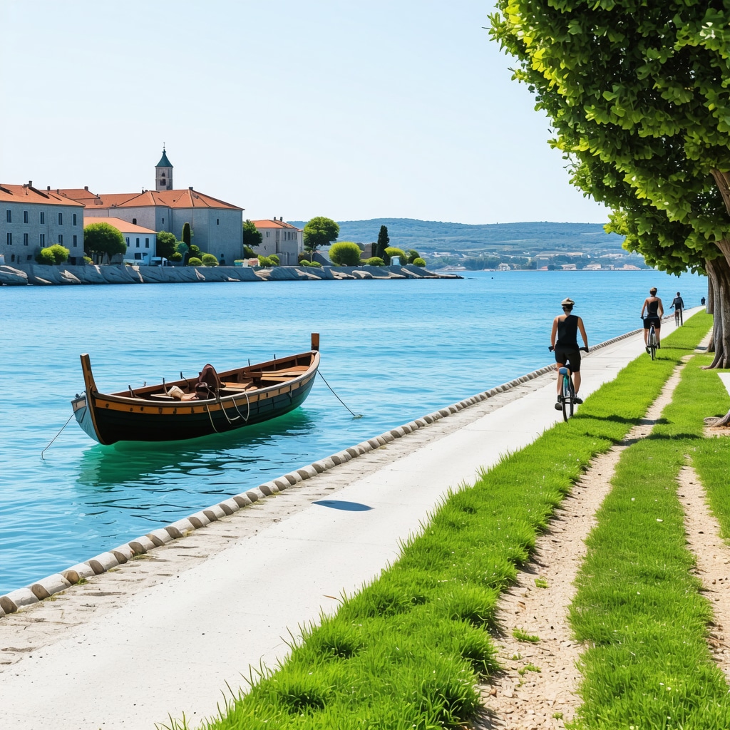 Zadar coast showcasing eco-friendly tourism with historic and natural elements