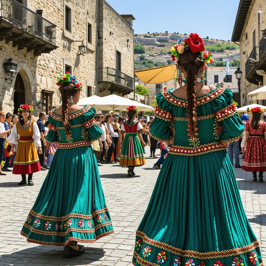 Colorful traditional festival with dancers and community in Xanthi, Greece