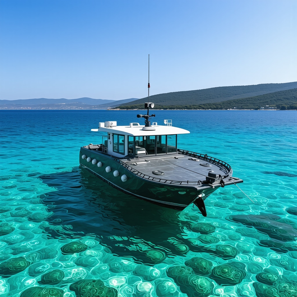 Marine research technology with underwater drones and satellite monitoring at Ksamil coastline