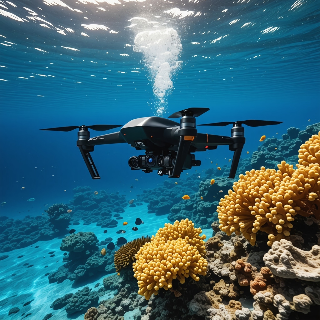 Underwater drone capturing marine biodiversity in Adriatic Sea near Bar
