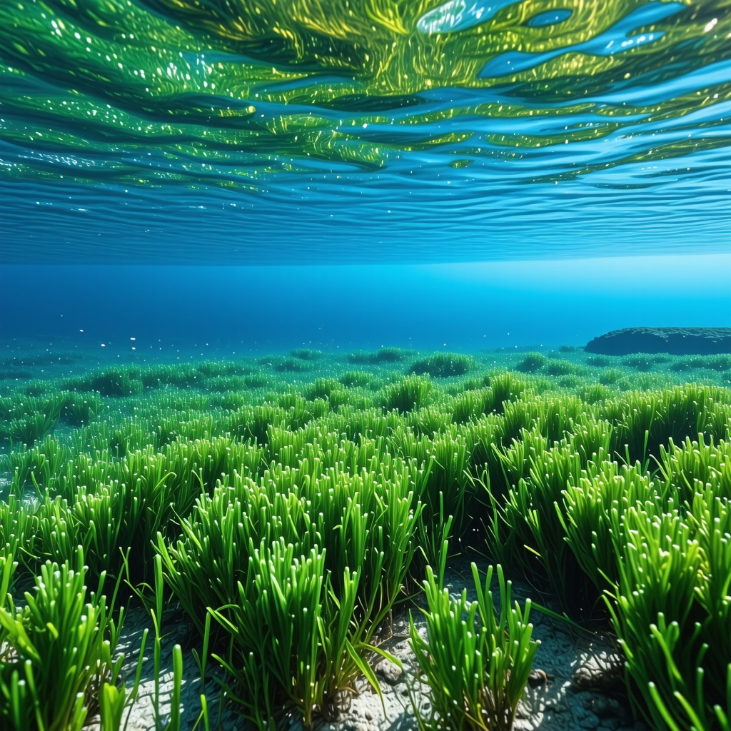 Underwater view of Posidonia oceanica seagrass and diverse fish species near Hvar coast