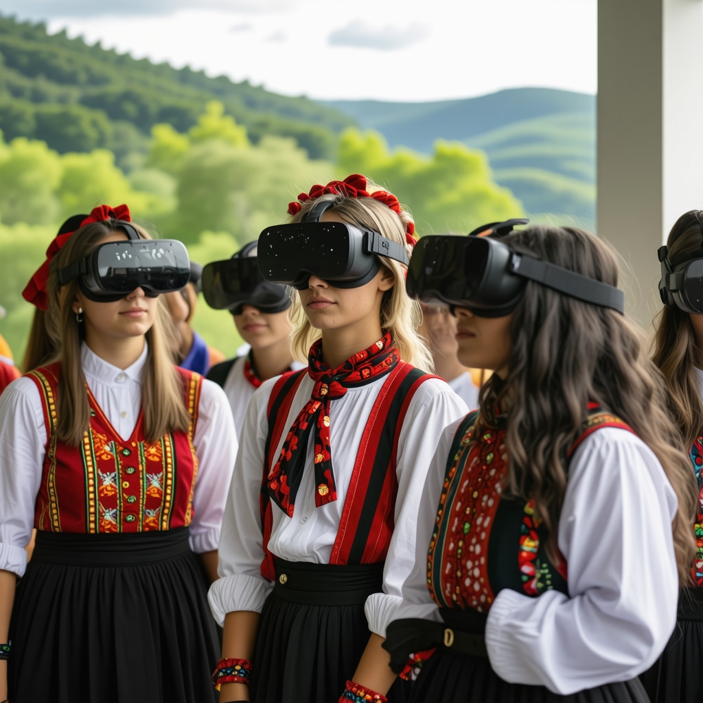 People from diverse ethnic backgrounds in Sjenica using virtual reality to explore their cultural heritage