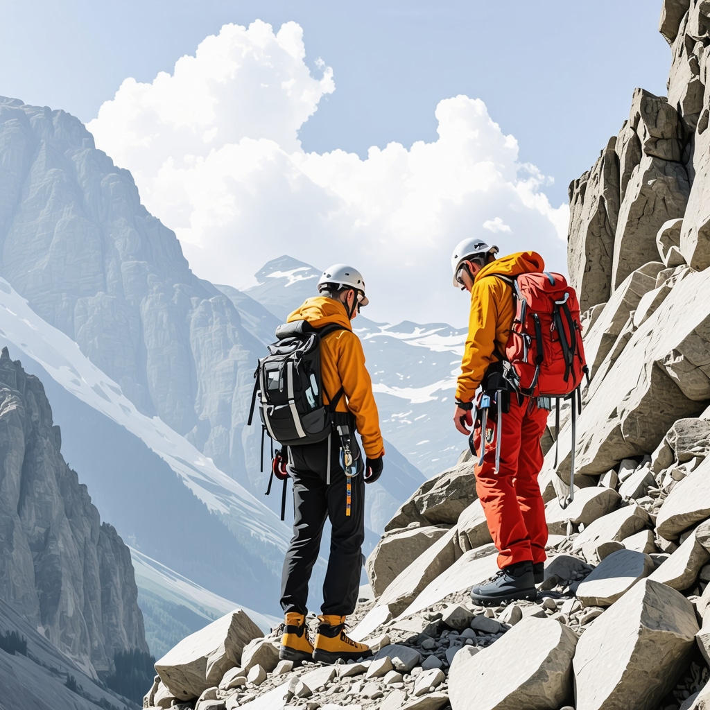 Expert using technical gear to explore Rugova canyon with rugged landscape.