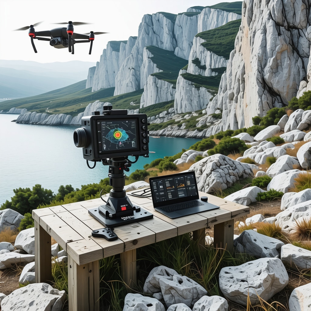 Ecological monitoring station with AI sensors and drones over Senj coastal landscape
