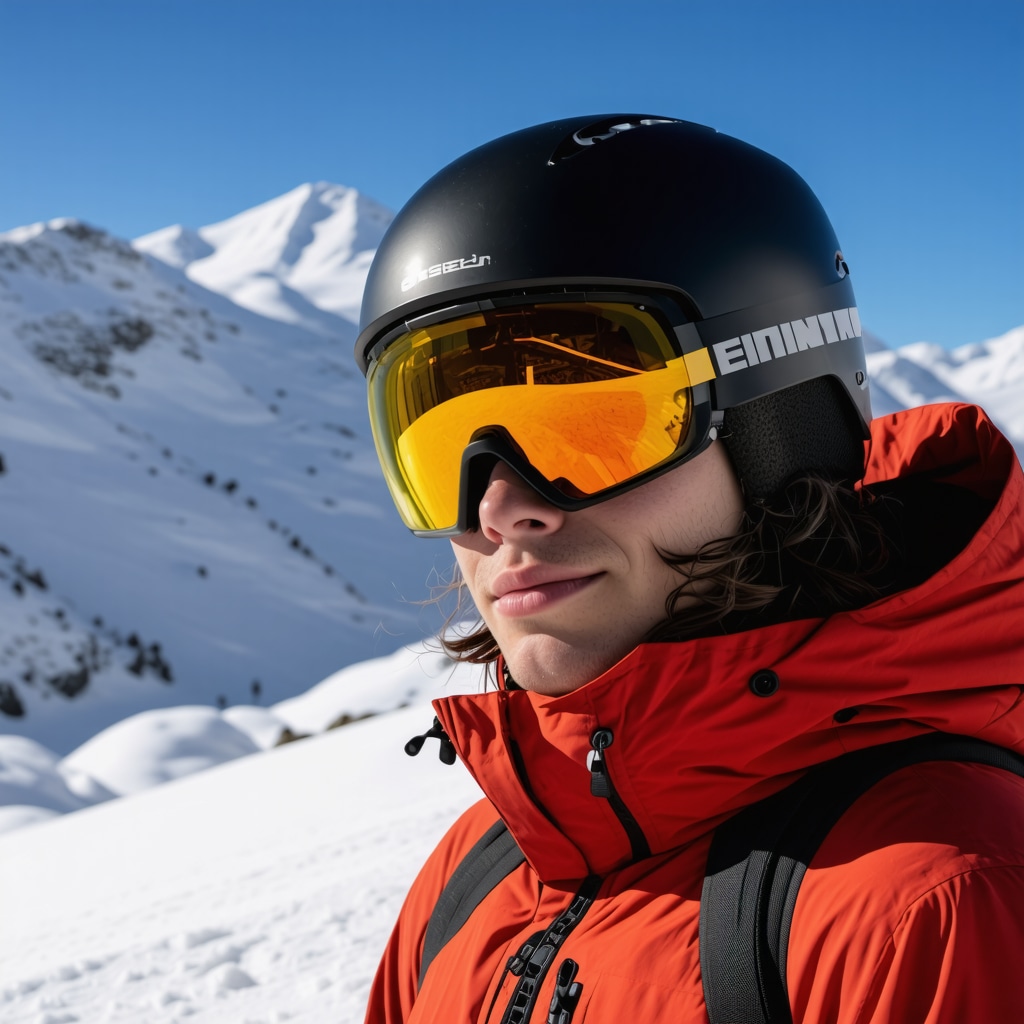 Smart ski glasses and advanced winter ski equipment on snowy slopes in Brezovica, Slovenia