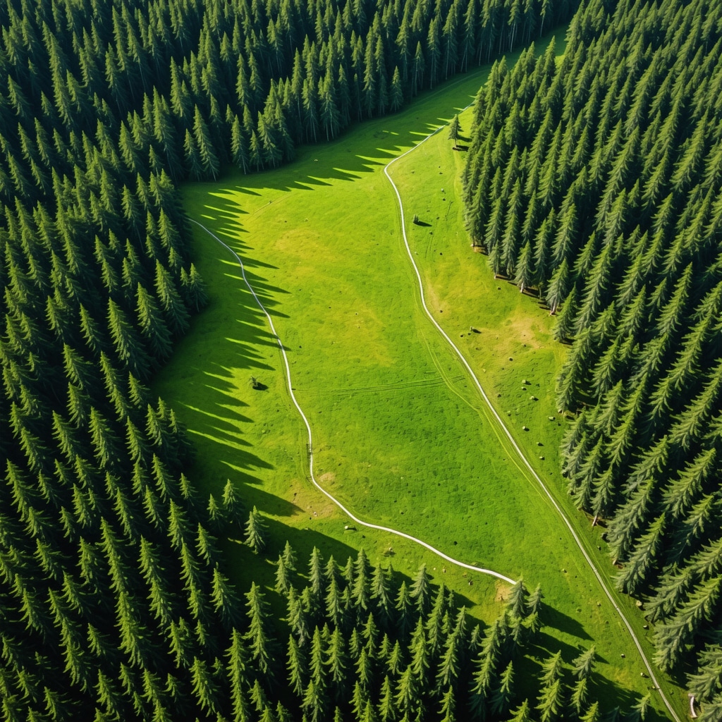 Aerial drone photo showing Brezovica's diverse natural habitats and technology deployment