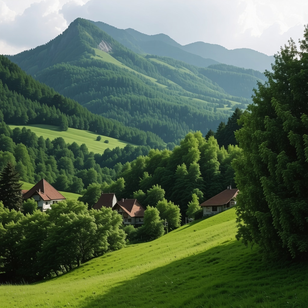 Scenic view of Balkan mountains and traditional villages
