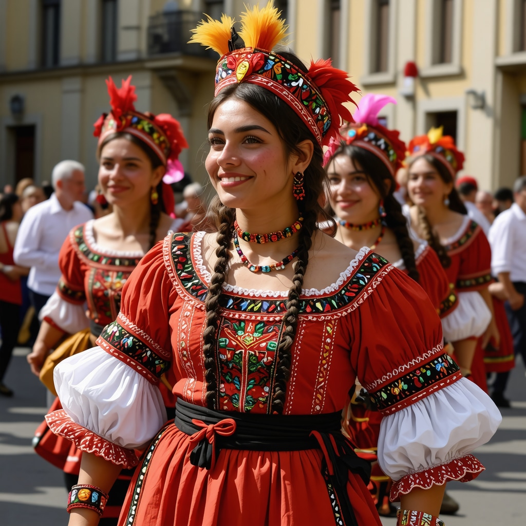 Colorful festival with traditional costumes and dance in Subotica