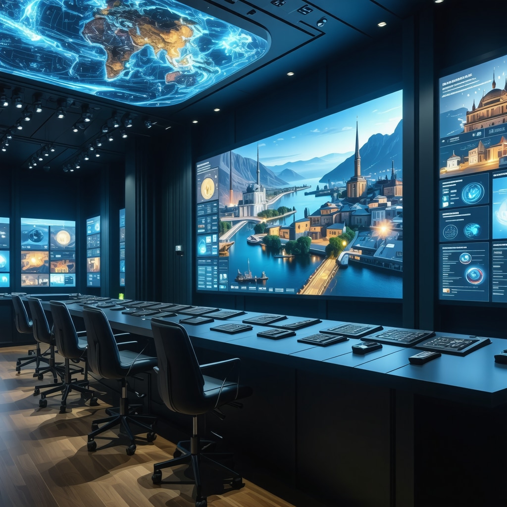 Interactive digital control center for managing sustainable tourism in Istanbul featuring historical and technological elements