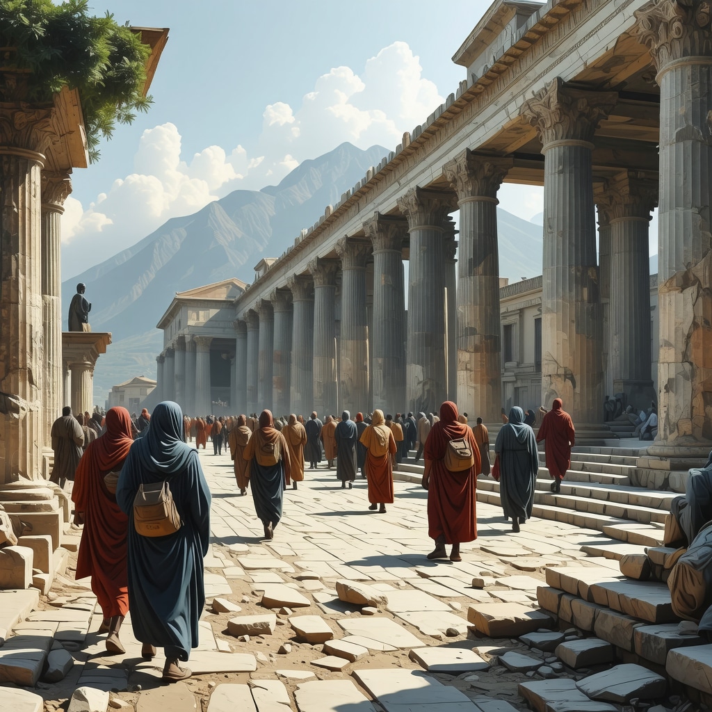 3D virtual model of ancient Patras cityscape with visitors