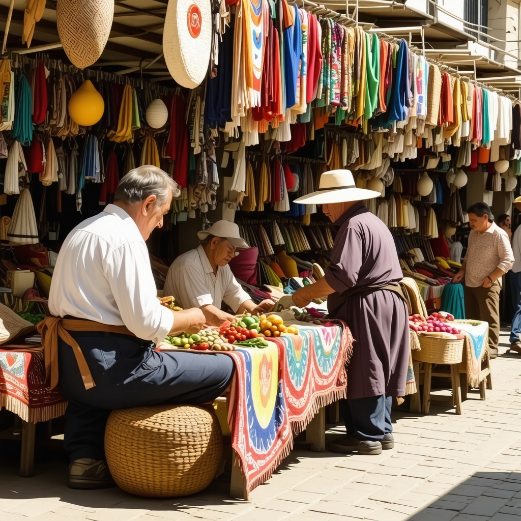 Colorful street market with Balkan ethnic crafts and artisans in Peć, Kosovo
