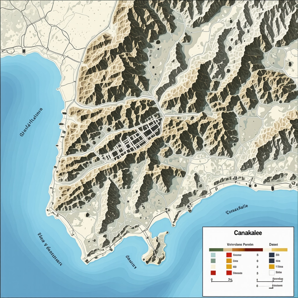 Digital map with layers of cultural and natural sites in Çanakkale