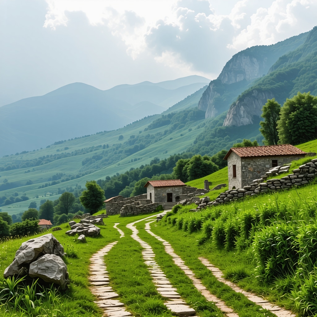 Scenic view of Kosovo's mountain trails and ancient ruins