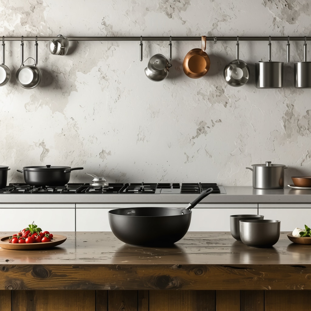 Dalmatian kitchen showing traditional peka cooking alongside modern sous-vide and digital sensors with coastal Split background