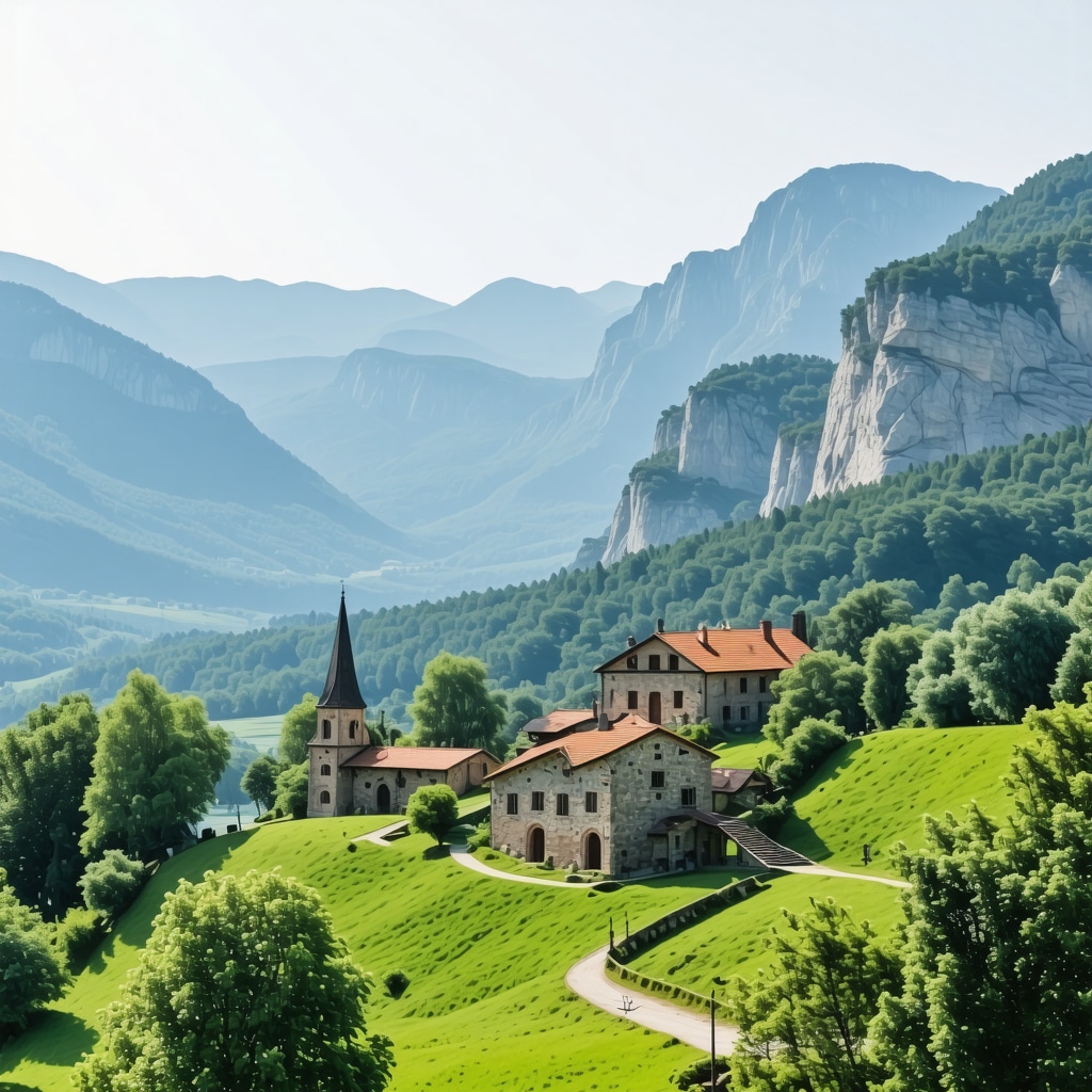 Balkan mountain range with historical monuments and natural beauty